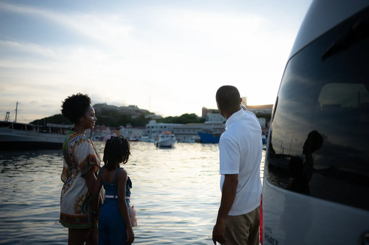 Grenada coastline, mountains and tropical scenery
